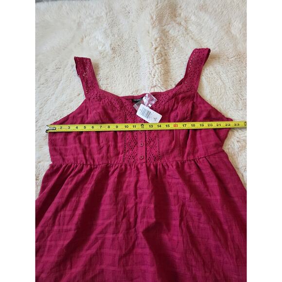 Torrid Babydoll Cotton Window pane Button front tank Red Bud Size 3x 22-24 NWT - Picture 3 of 6